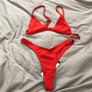 High waist thong and matching bikini top